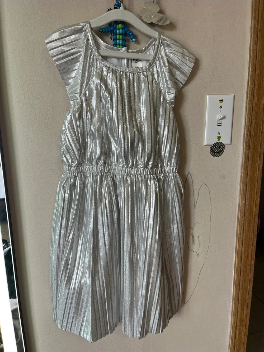 OshKosh B'gosh Girls Shimmery Silver Pleated Dress